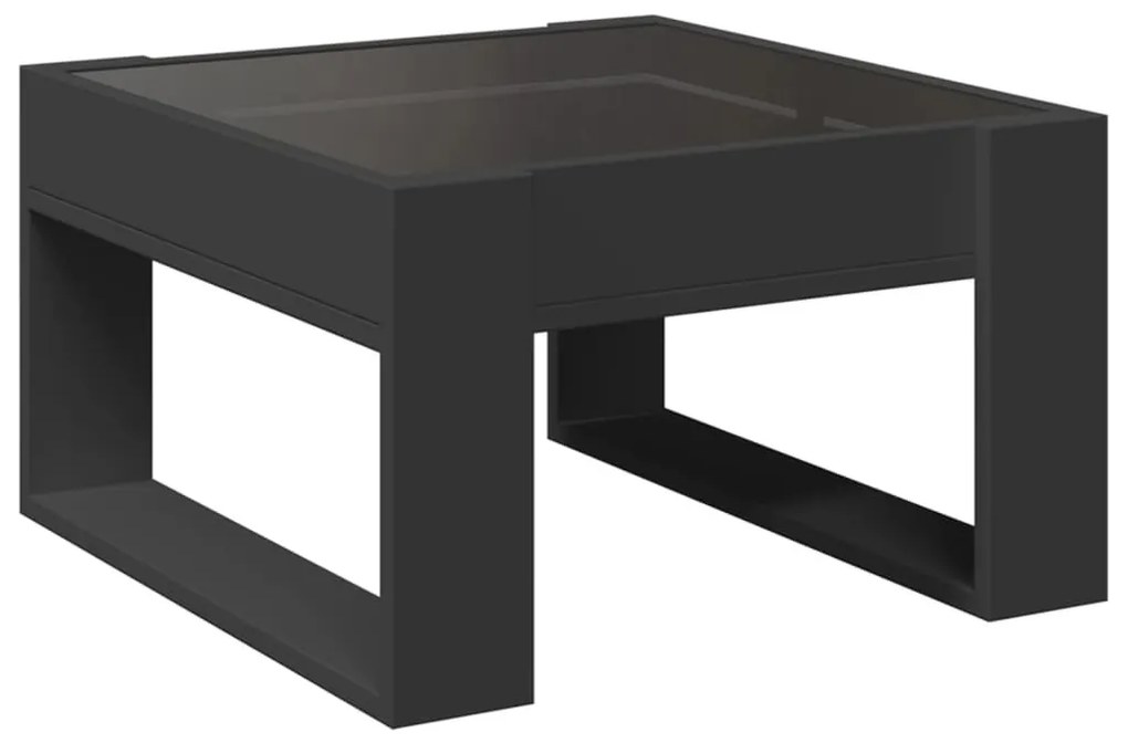 fekete végtelen hatású LED-es dohányzóasztal 50 x 53 x 30 cm