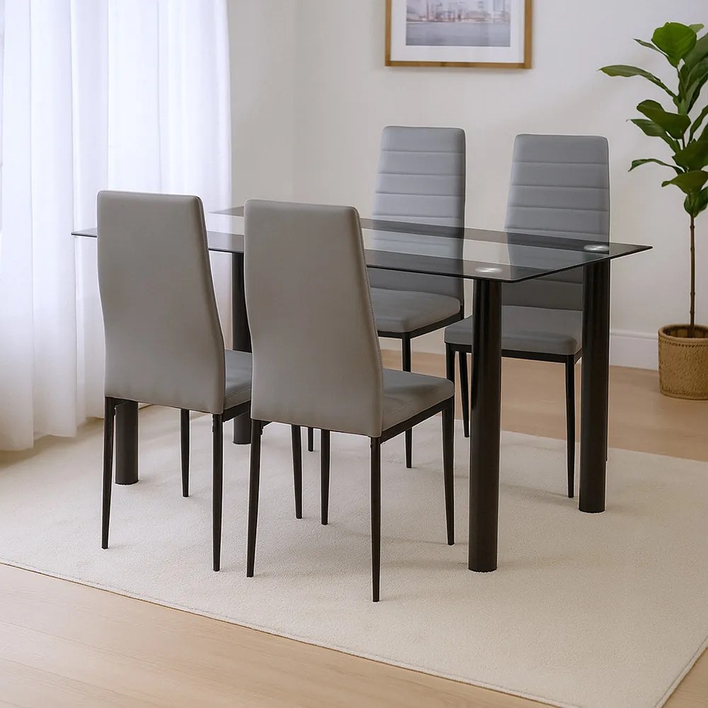 Denton 4+1 étkező garnitúra szürke-fekete