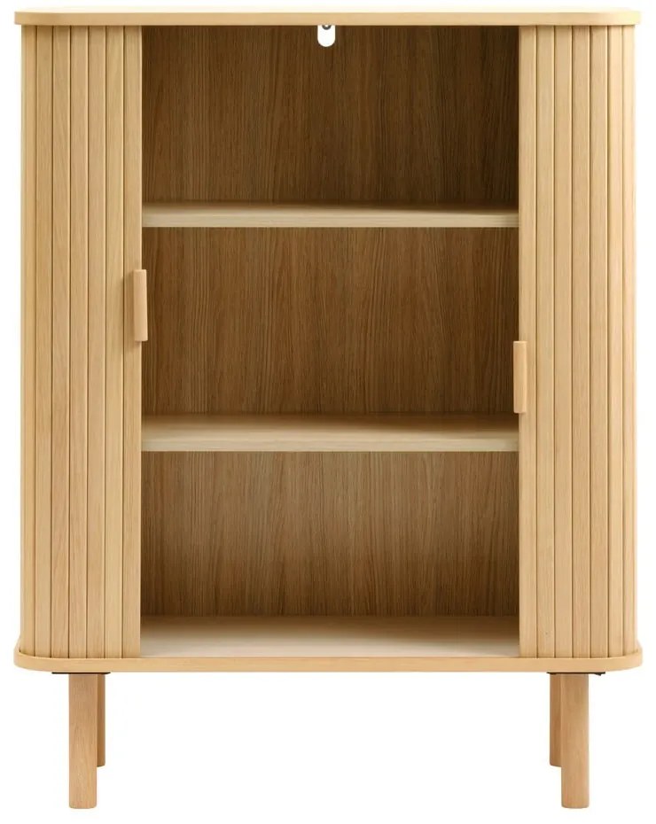 Natúr színű szekrény tolóajtóval, tölgyfa dekorral 113x90 cm Cavo – Unique Furniture