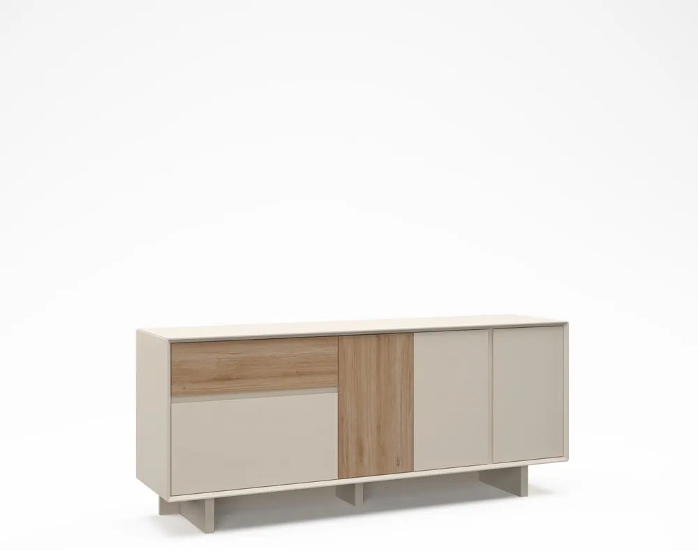 Bézs-natúr színű komód tölgyfa dekorral 180x76x45 cm Carpi – Marckeric