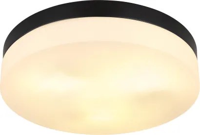 Globo 32113B Kültéri könnyű alumínium fekete matt, üveg fehér, IP44, ø: 300mm, M:65mm, fényforrás nélkül szállítva 3x E27 ILLU 40W 230V