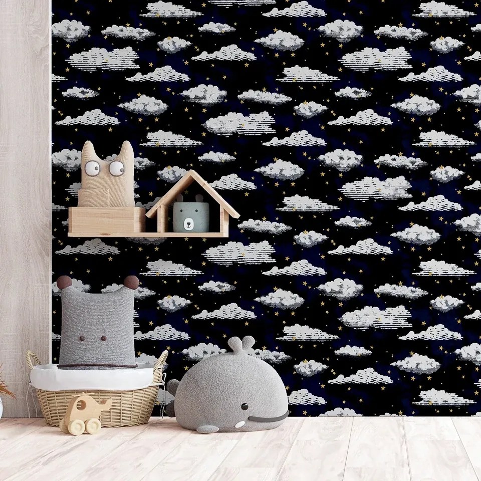 Arthouse Signature 2 Stars And Clouds arany-fehér csillagos papír tapéta – 923907