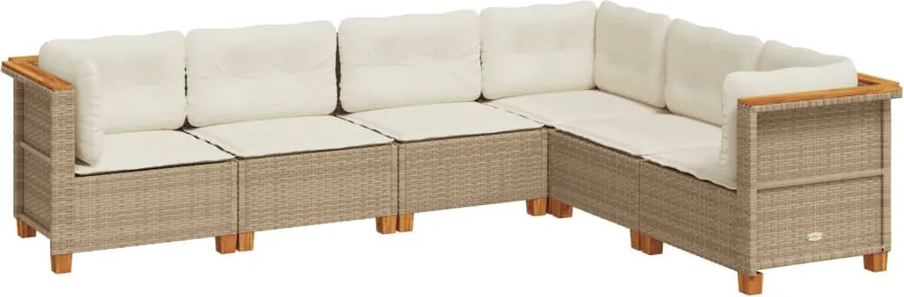 vidaXL 6 részes bézs polyrattan kerti ülőgarnitúra párnával