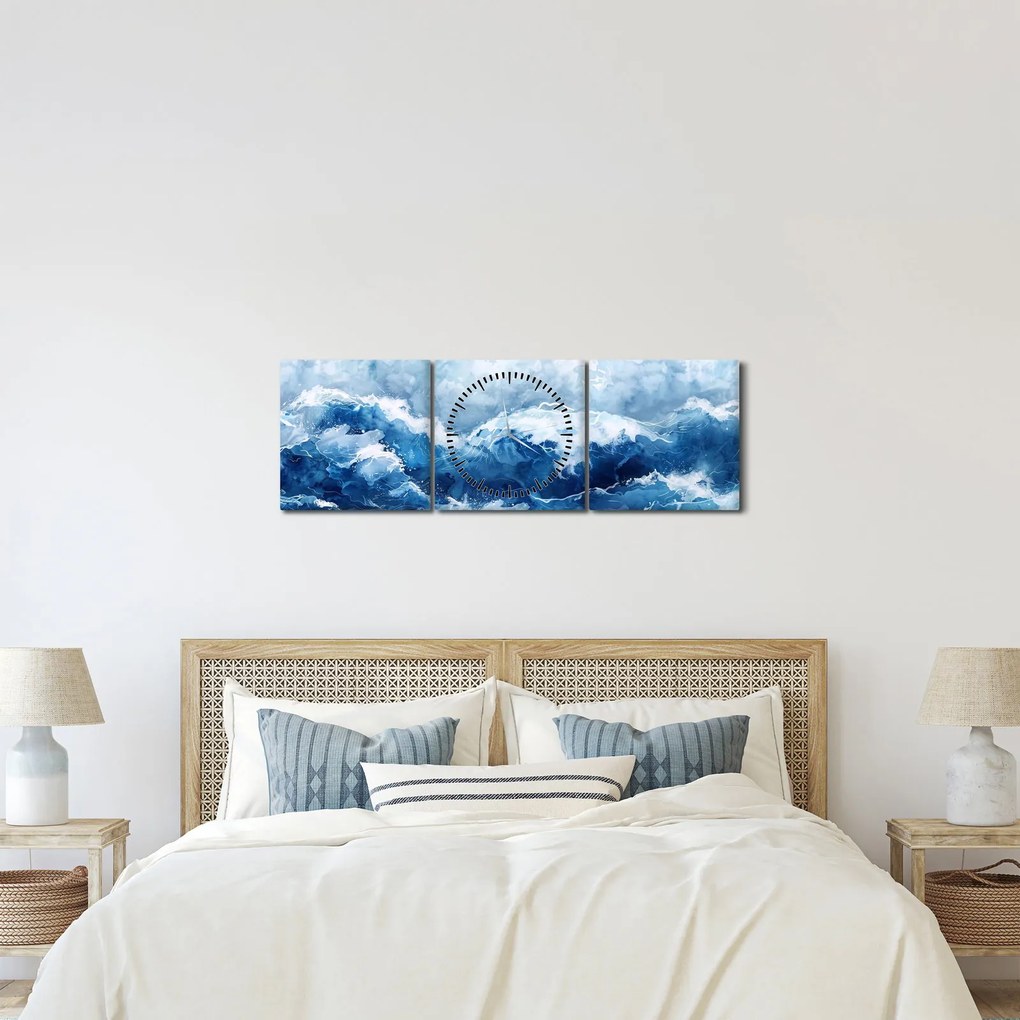 Kép - A tenger illusztrációja (órával) (90x30 cm)