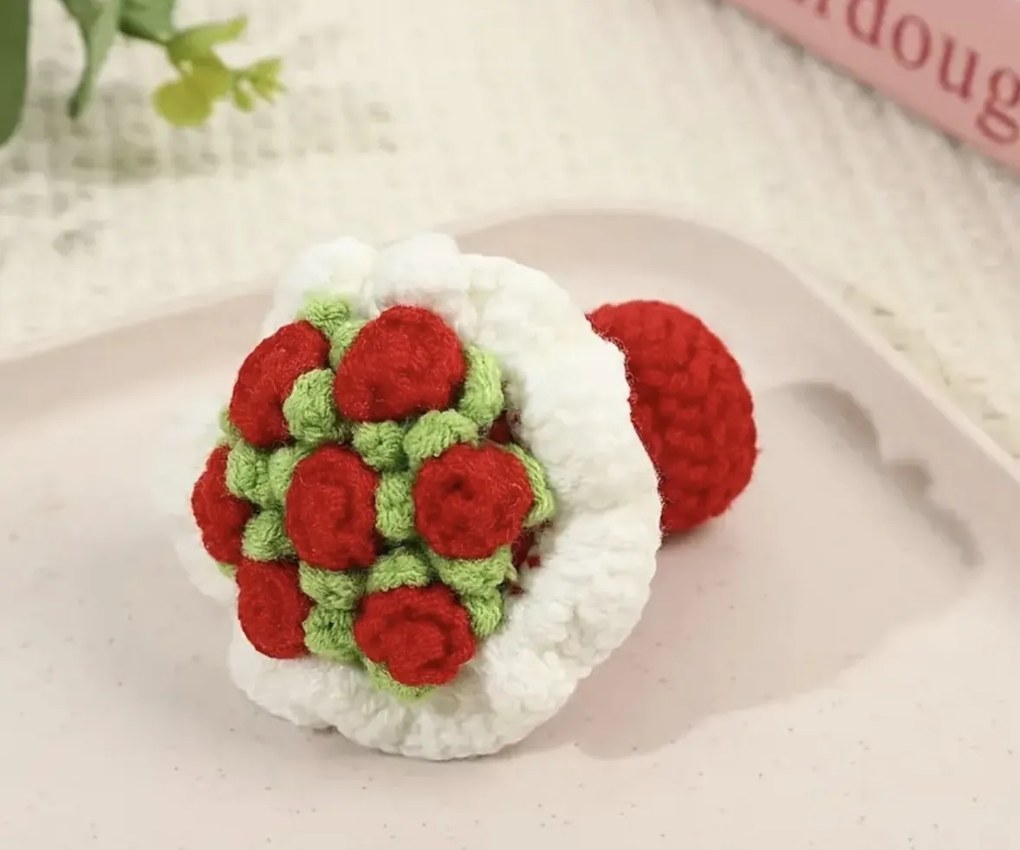 Mini Tartós Rózsa Virágcsokor Horgolt Rózsa Virágok Ajándék Valentin nap