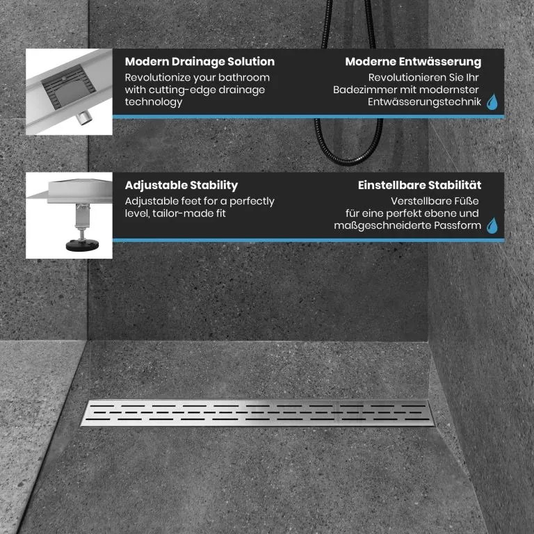 Aquamarin Megszakított zuhanyzó padlólefolyó 140 cm