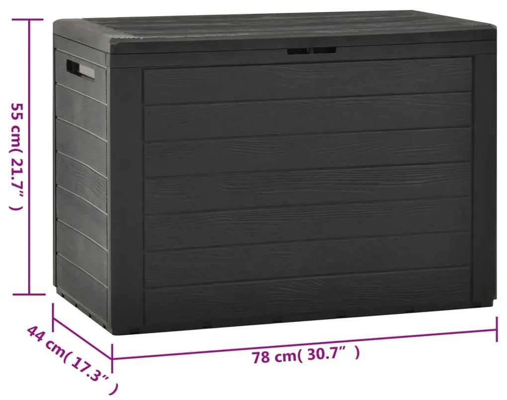 antracitszürke kerti tárolóláda 78 x 44 x 55 cm
