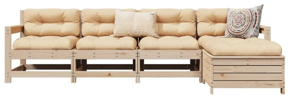 vidaXL 5 részes tömör fenyőfa kerti kanapészett