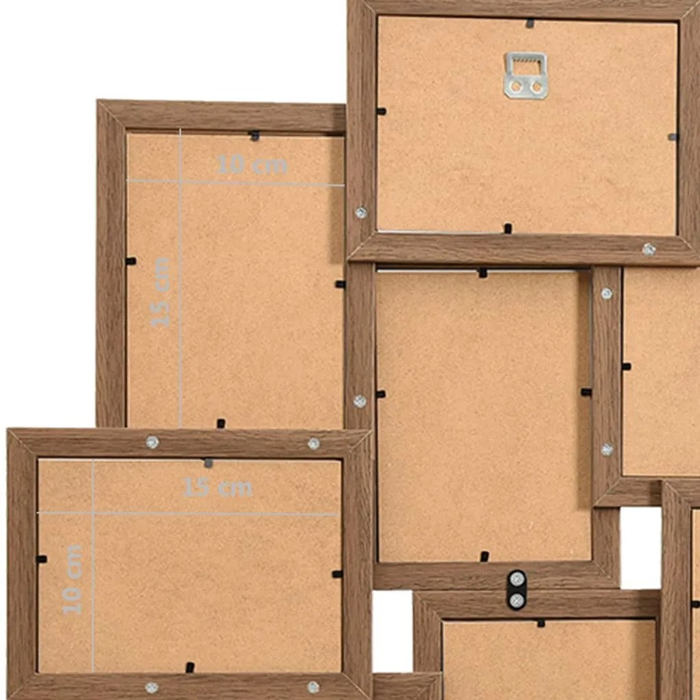 világosbarna MDF kollázs képkeret 10 db 10 x 15 cm-es képhez