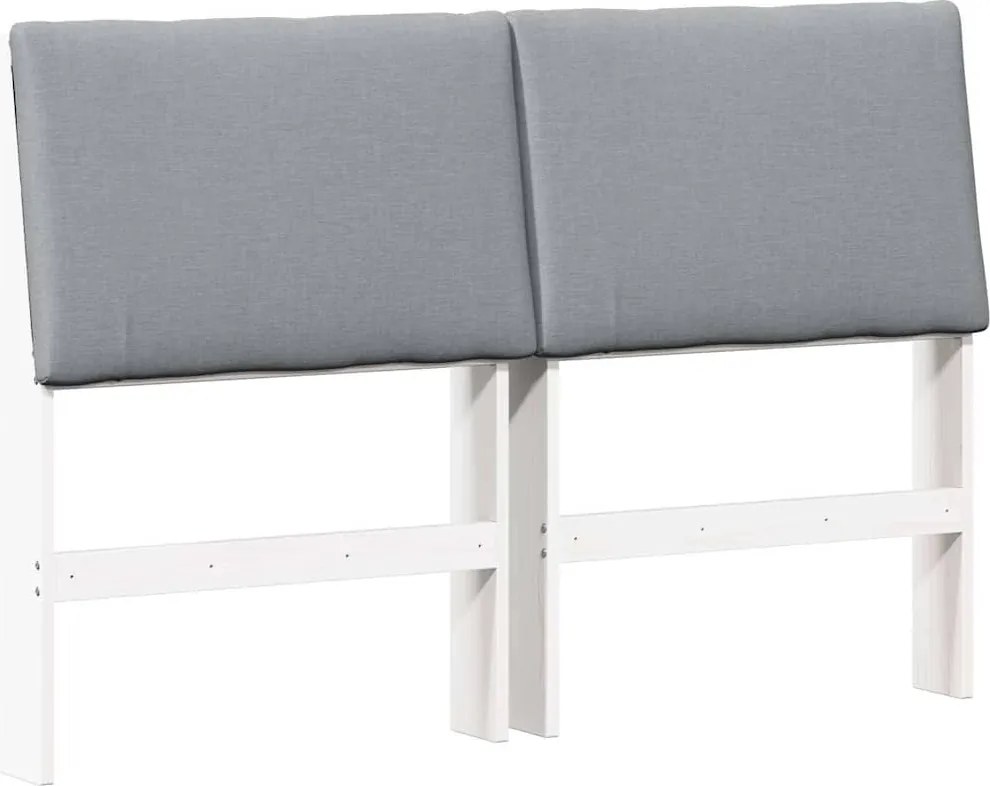 vidaXL Kárpitozott fejtámla Világosszürke 140 cm Tömör fenyőfa