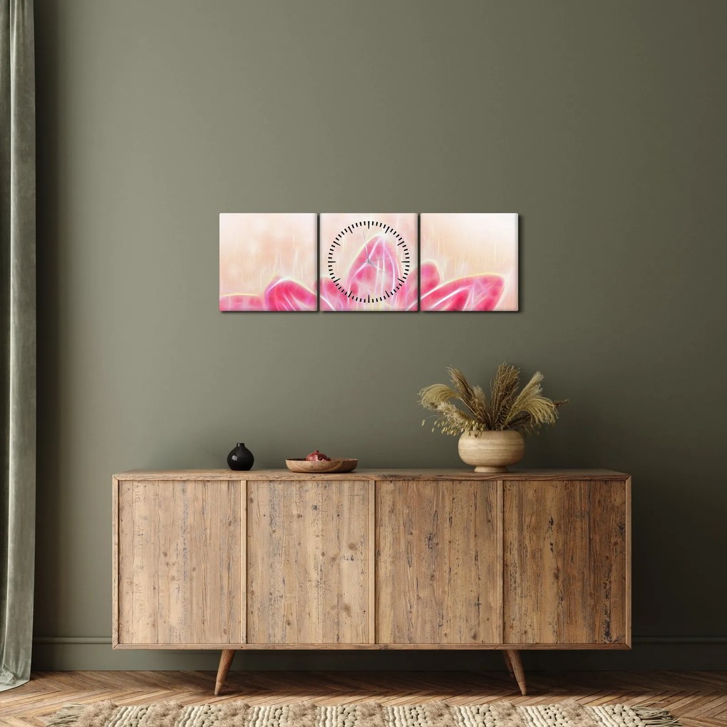 Egy lótuszvirág képe (órával) (90x30 cm)