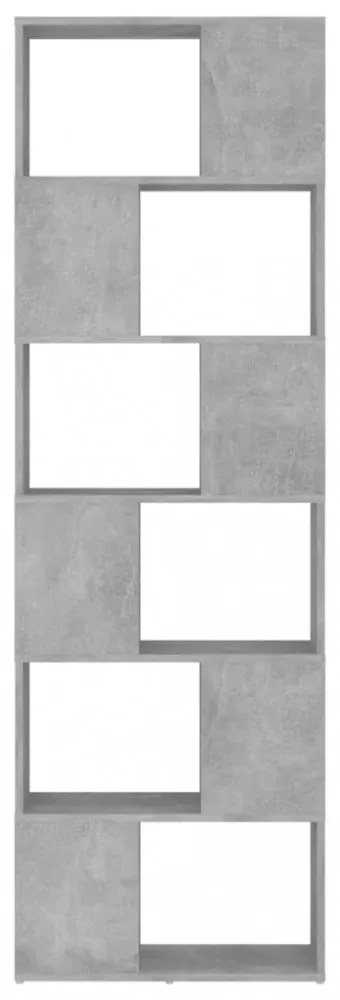 betonszürke szerelt fa térelválasztó könyvszekrény 60x24x186 cm