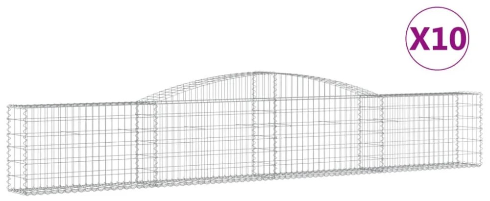 vidaXL 10 db íves horganyzott vas gabion kosár 400x30x60/80 cm