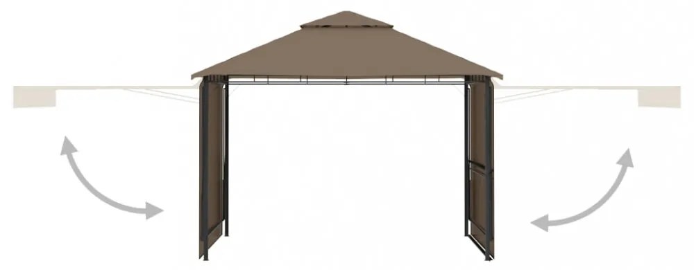 tópszínű pavilon dupla kibővített tetővel 3x3x2,75 m 180 g/m²