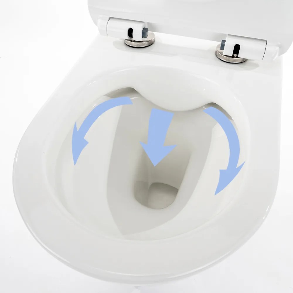 Ride fali, rimless WC