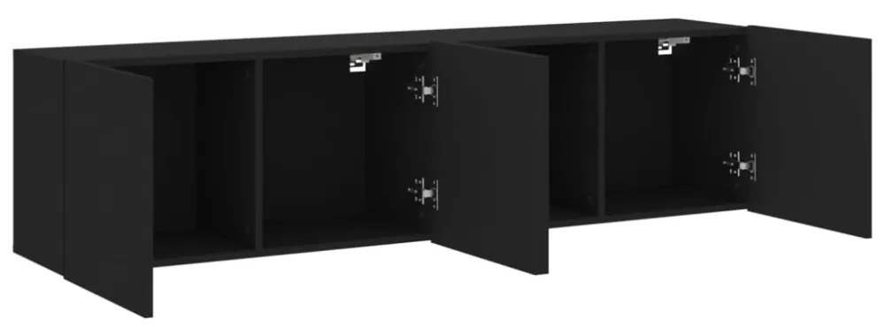 2 db fekete falra szerelhető TV-szekrény 80 x 30 x 41 cm