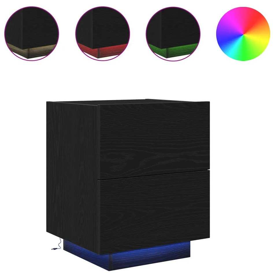 vidaXL Éjjeliszekrény fiókkal 2 pcs Fekete tölgy 45 x 40 x 55 cm