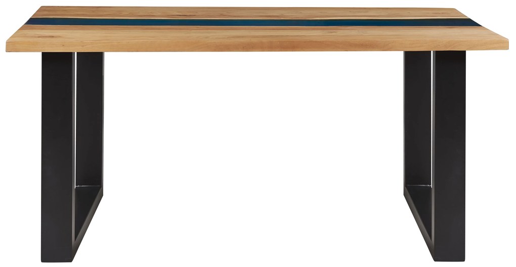 Világos Fa Étkezőasztal Epoxi Gyantával 160 x 90 cm Beliani