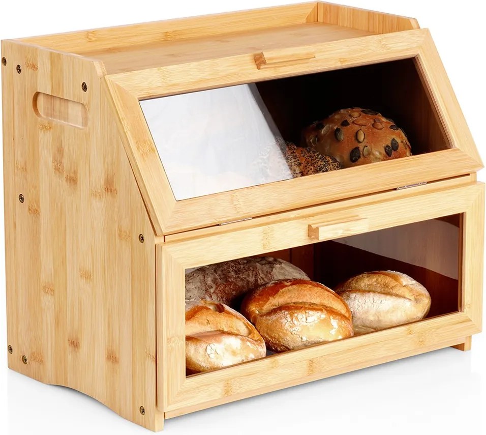 Kenyértartó Fából készült kétszintes emeletes kenyértartó szekrény kenyértartó