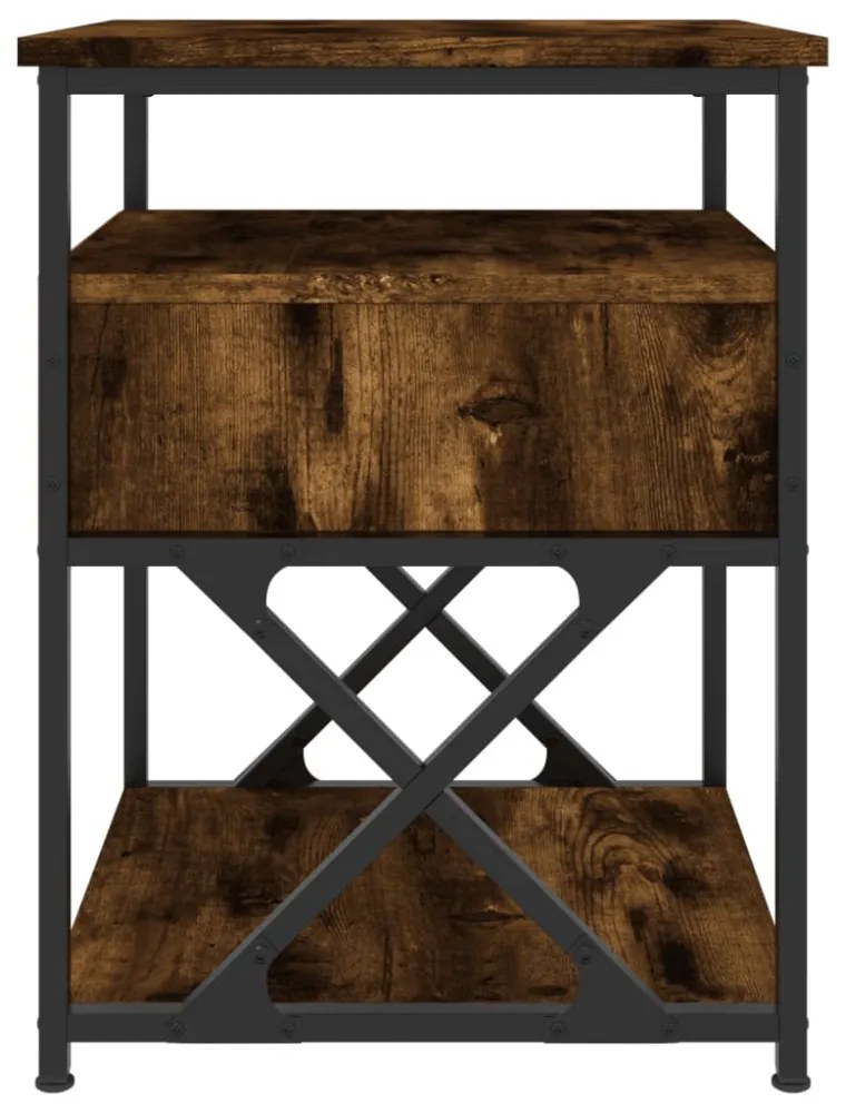 füstös tölgy színű szerelt fa éjjeliszekrény 40x42x55 cm