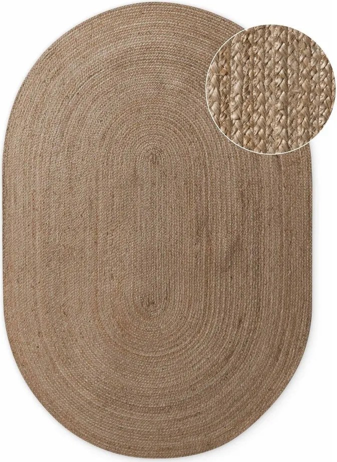 Sötét natúr színű kétoldalas-kézi szövésű juta szőnyeg 160x230 cm Braided – Hanse Home