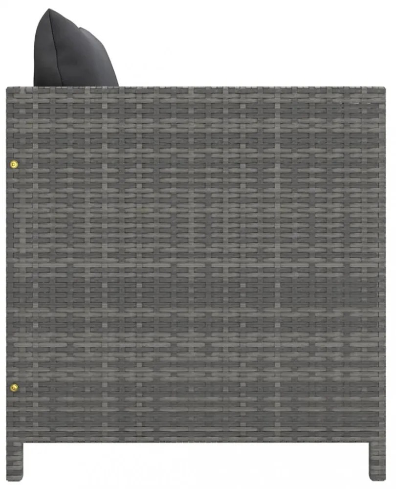 szürke polyrattan kerti kanapé párnákkal