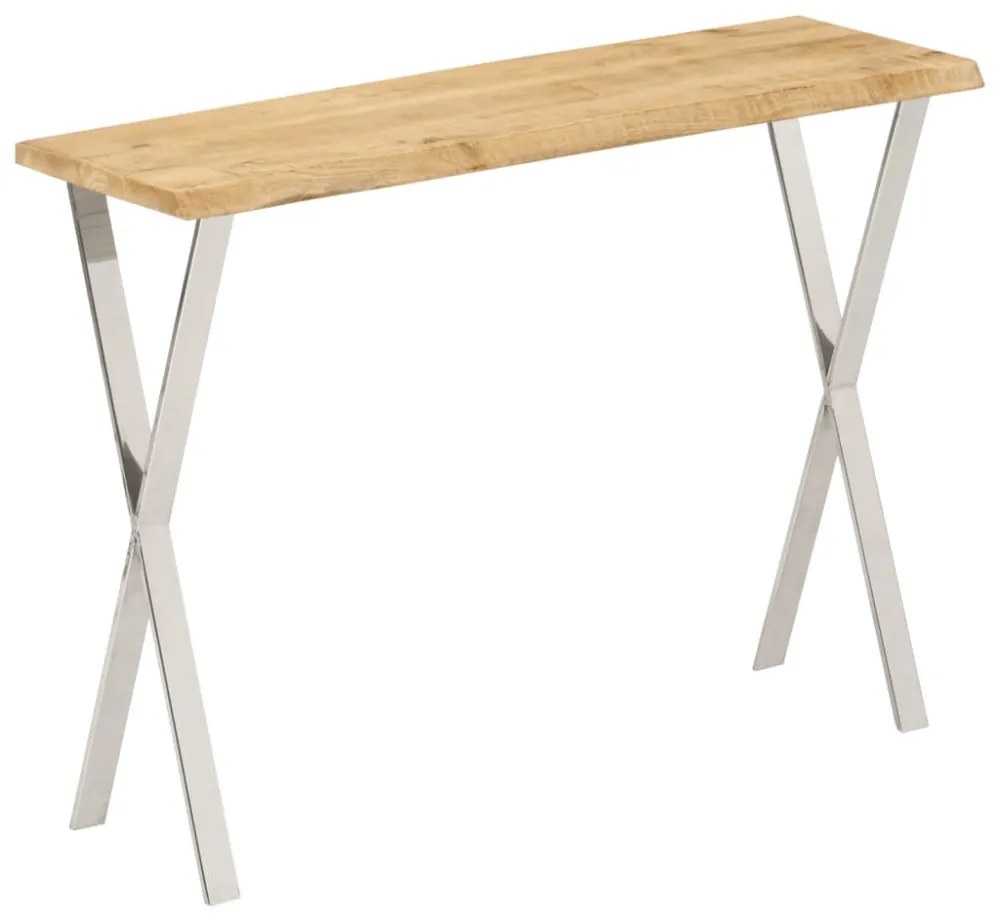 tömör mangófa konzolasztal természetes éllel 105 x 33 x 76 cm