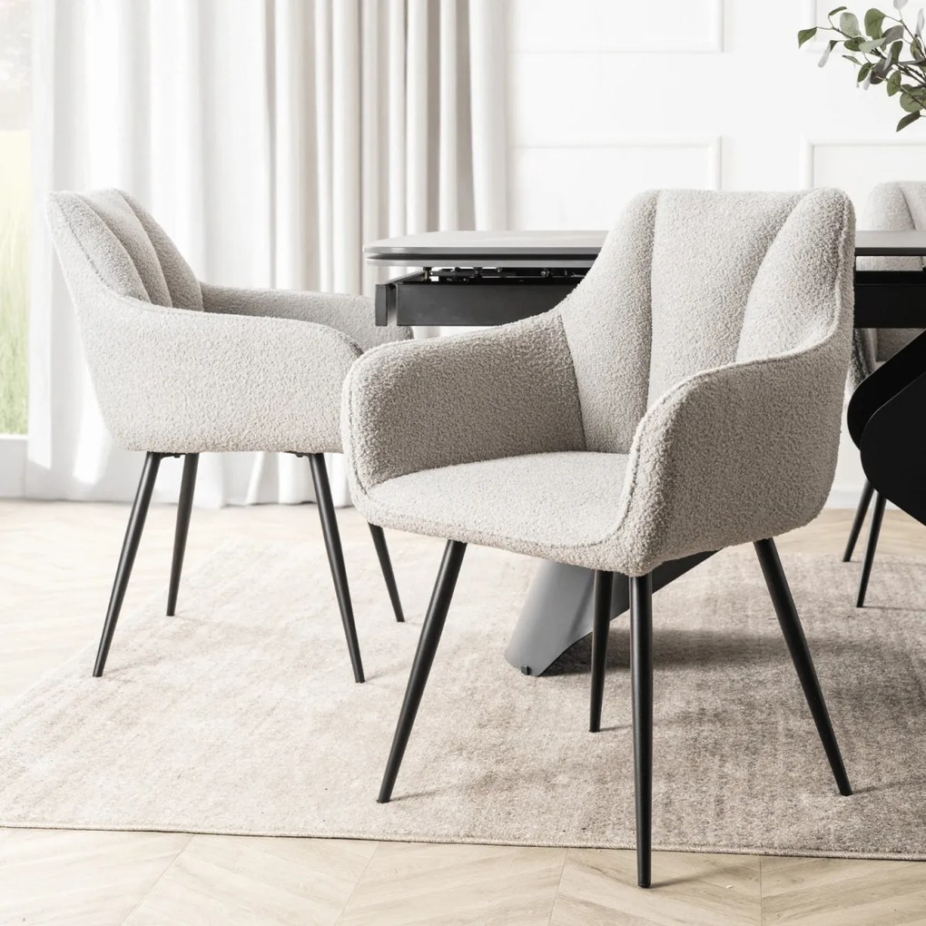 Szék szürke színben, bouclé kárpittal. NAWARA