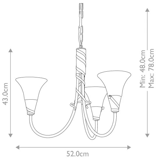 Elstead EM3-COPPER - Csillár láncon EMILY 3xE14/40W/230V