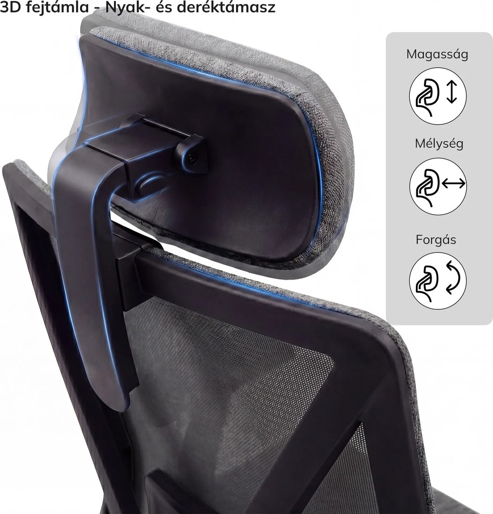 Ergonómikus, forgó irodai szék, sötét szürke: VECTOR