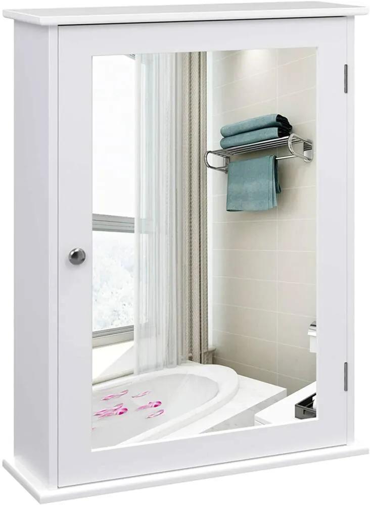 VASAGLE fürdőszobai tükörszekrény, egyajtós tároló szekrény 41 x 14 x 60 cm