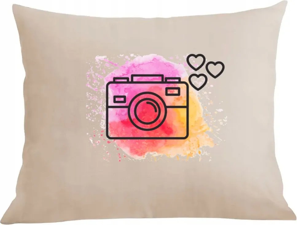 Párna párnahuzat Fényképezőgép színes háttérrel