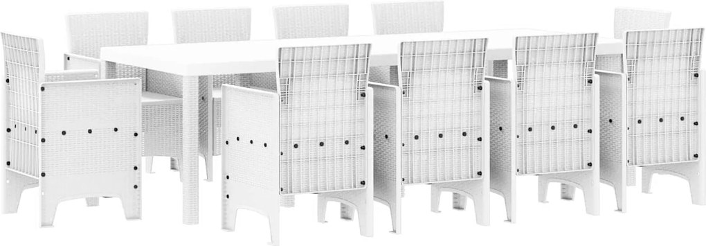 vidaXL Kert étkező szett 11 pcs Fehér Polipropilén
