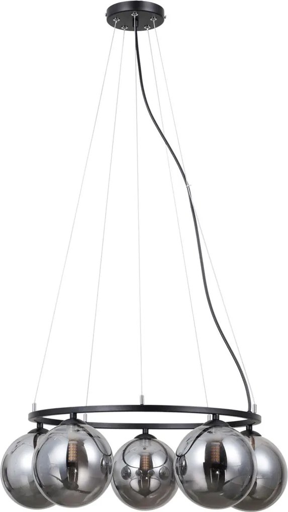 Italux modern függeszték molite matt fekete füstös itxpnd-1098-5r-bk