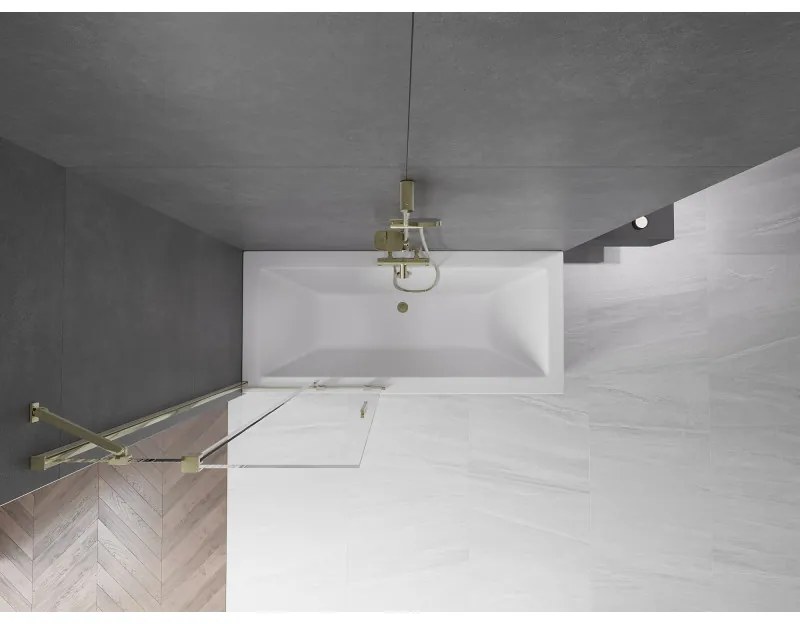 Mexen Velar, 2 szárnyas eltolható kádparaván 80 x 150 cm, 8mm átlátszó üveg, arany fényes profil, 896-080-000-01-50