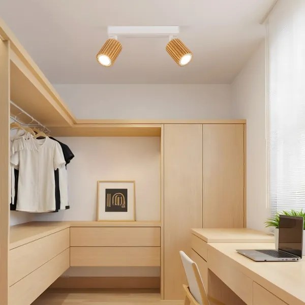 Brilagi - Spotlámpa MODERN WOOD 2xGU10/8W/230V kaucsukfa/fehér