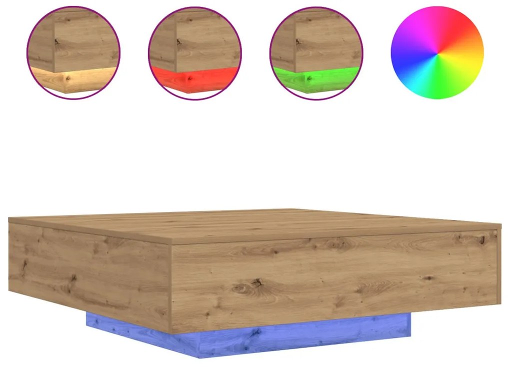 Dohányzóasztal kézműves tölgy 100 x 100 x 31 cm Faanyag