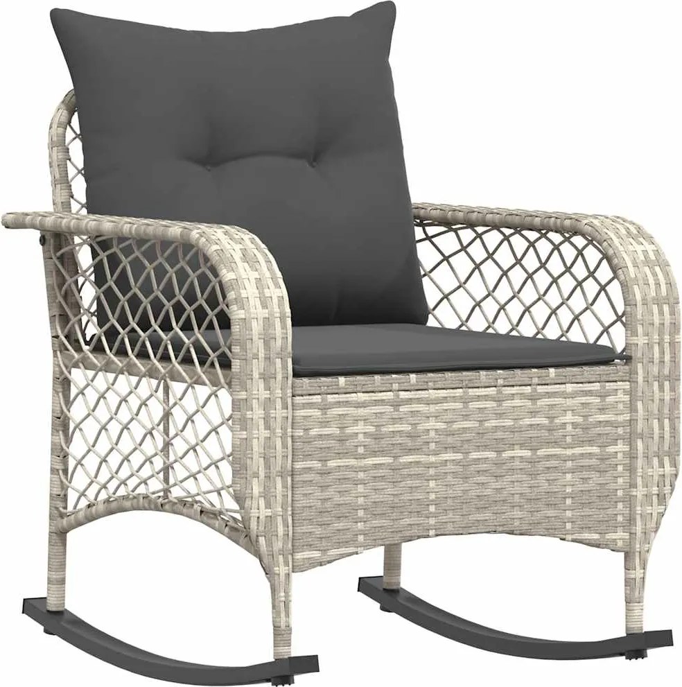 vidaXL szürke polyrattan kerti hintaszék párnákkal