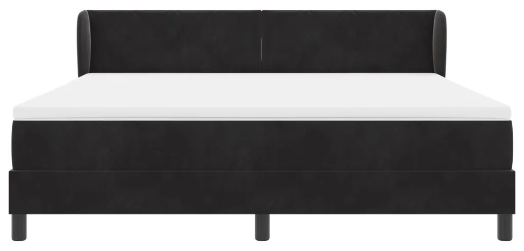 Boxspring Ágy Matraccal, Fekete, 180x200 cm, Bársonyos