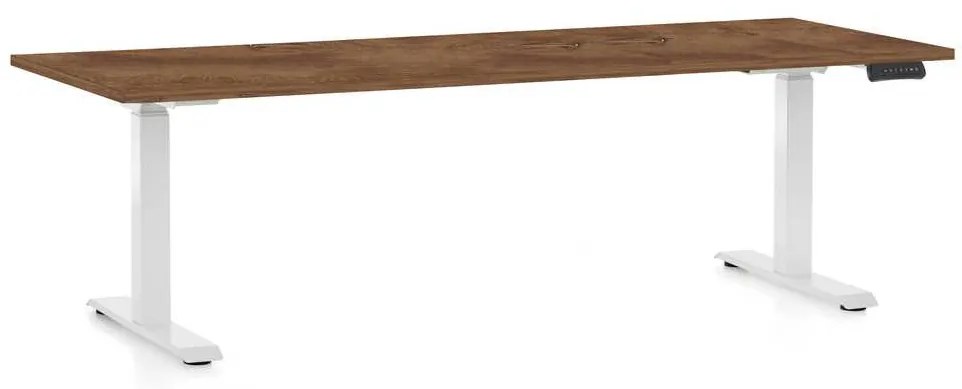 OfficeTech C állítható magasságú asztal, 200 x 80 cm, fehér alap, silverjack tölgy