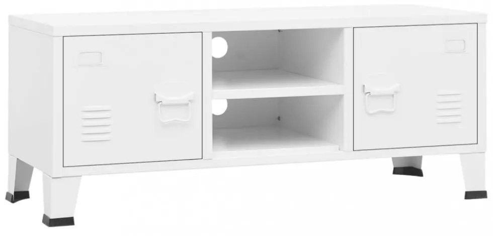 fehér fém ipari stílusú TV-szekrény 105 x 35 x 42 cm
