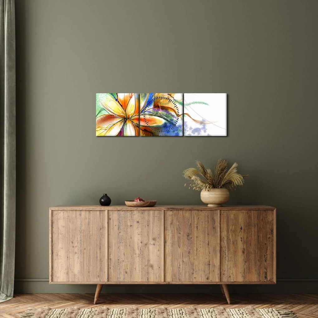 Kép - Virág (órával) (90x30 cm)