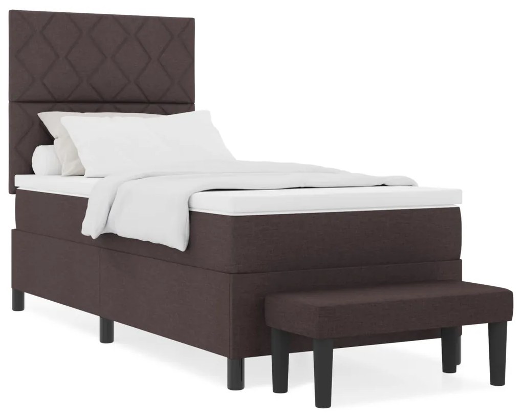 Box Spring Ágy Matrac és Pad Sötétbarna 100x200 cm Szövet