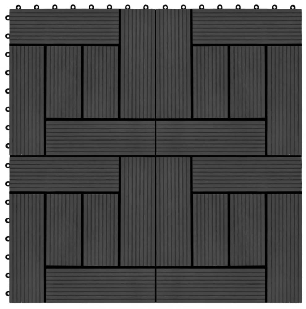 vidaXL 11 db (1 m2) fekete WPC teraszburkoló lap 30 x 30 cm