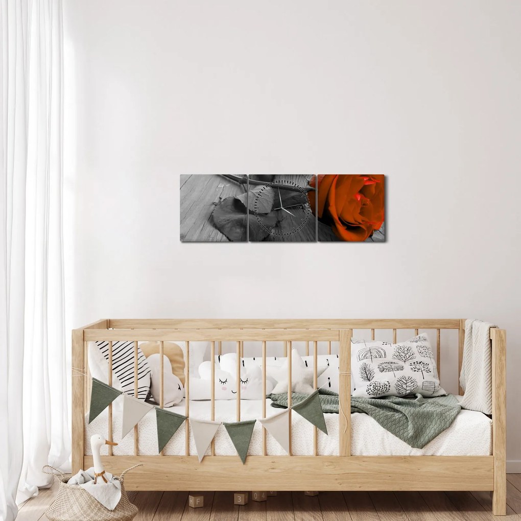 Kép - Narancs Rózsa (órával) (90x30 cm)