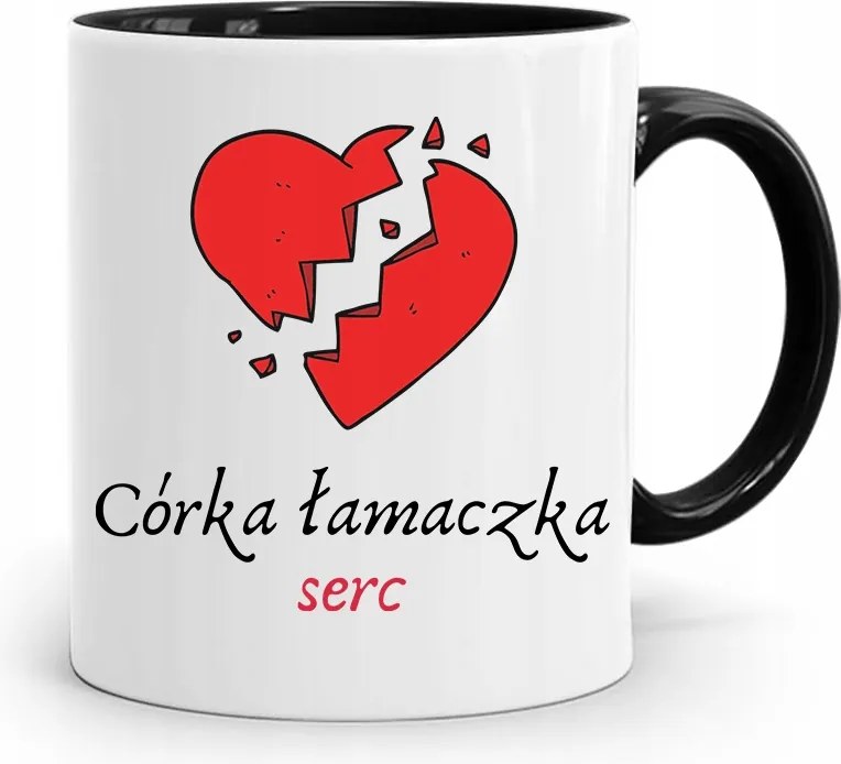 Bögre Fekete Ajándék Lányának Szívtörő nyomott mintával