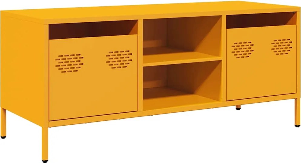 vidaXL mustársárga hidegen hengerelt acél TV-szekrény 101,5x39x43,5 cm