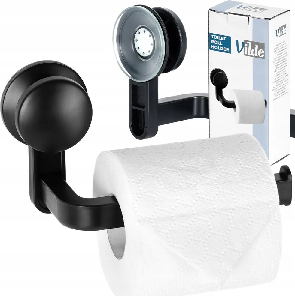 Wc-papír tartó fali tapadókorongos fürdőszobai akasztó fekete