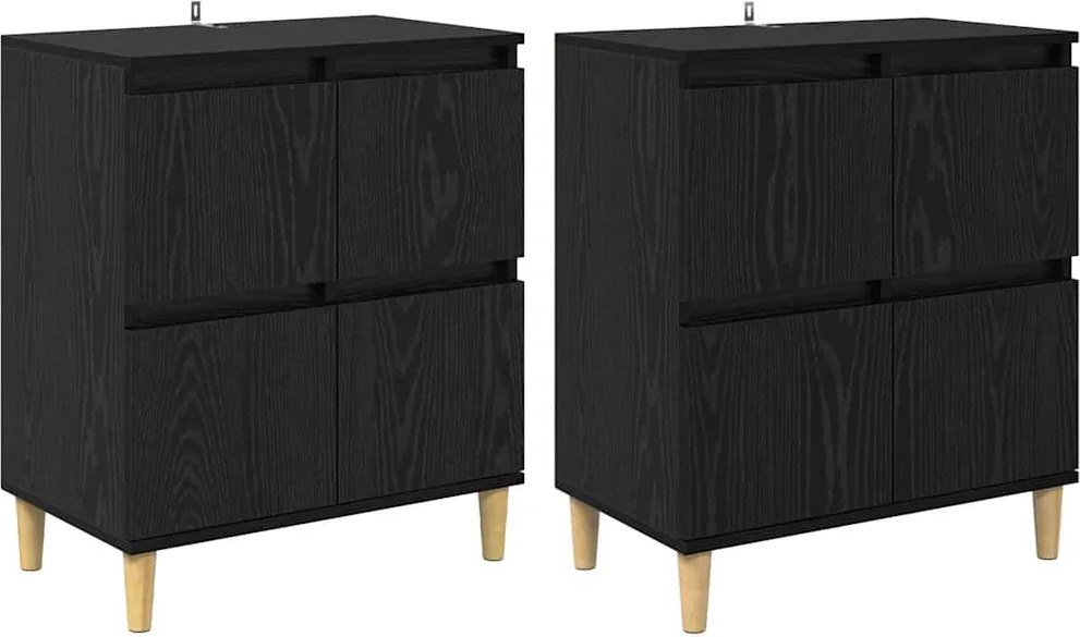 vidaXL Oldalszekrények 2 pcs Fekete tölgy 60 x 35 x 70 cm Faanyag