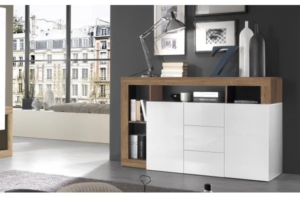 LENOR komód, fehér/tölgy